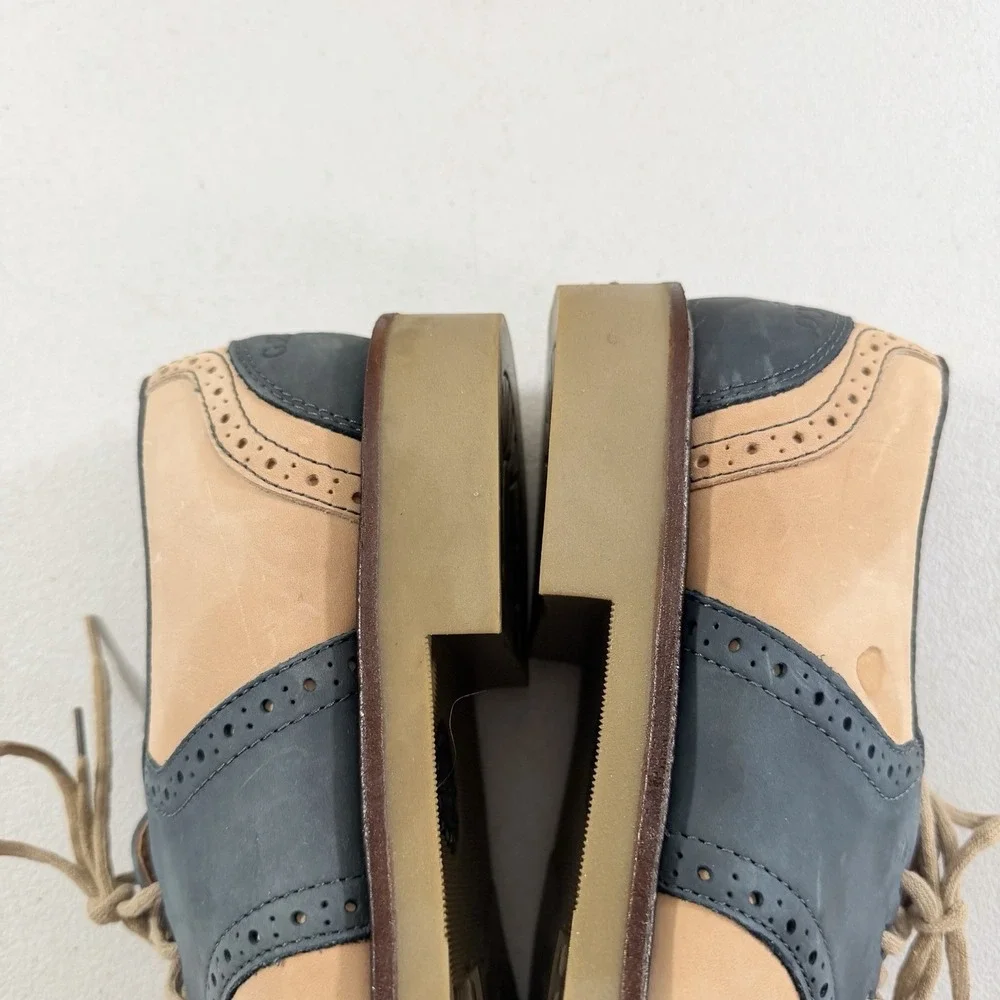 GH Bass Mens Saddle Oxford Suede Bone Multi Montgomery Blue Size 8 M W/ Box